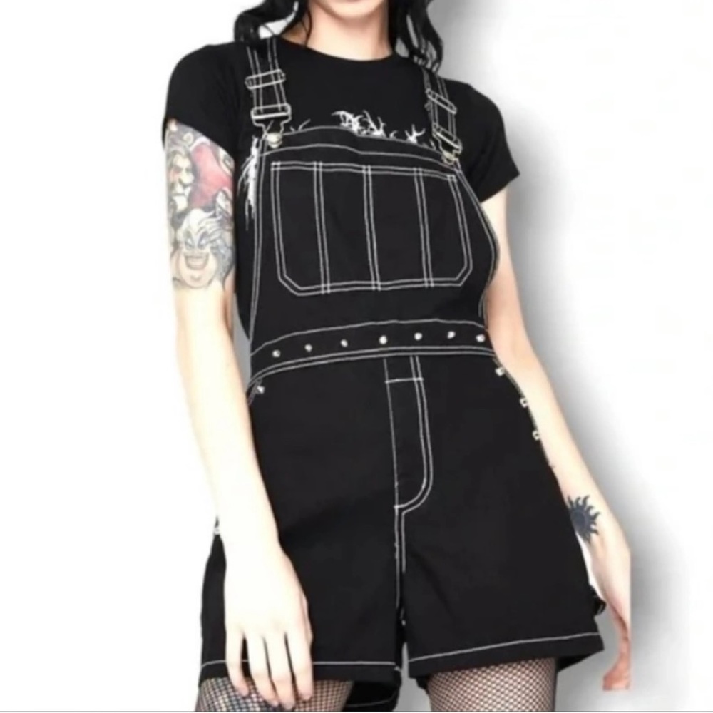 TRIPP NYC black studded overalls